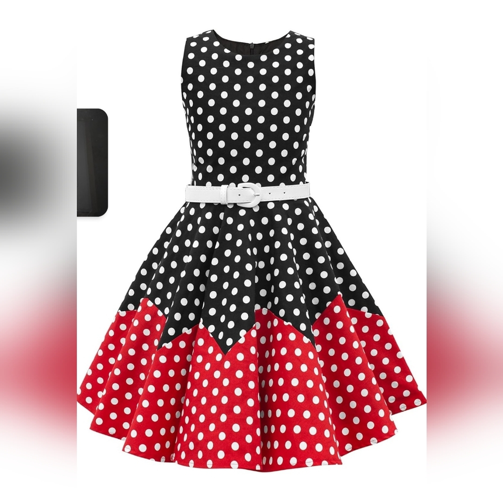 Polka Dot Halter Dress with Belt